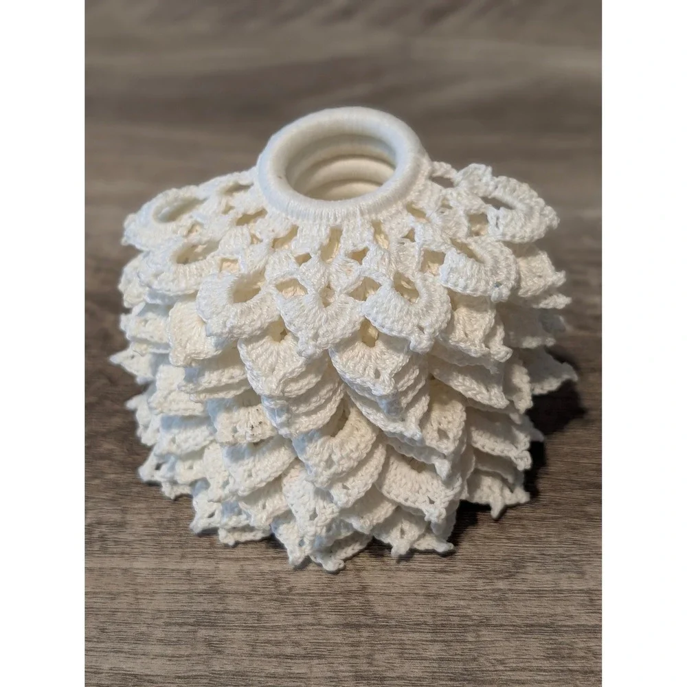 Vintage White Crochet Napkin Rings Set of 12 Boho‎ Lace Fan Pattern Table Decor